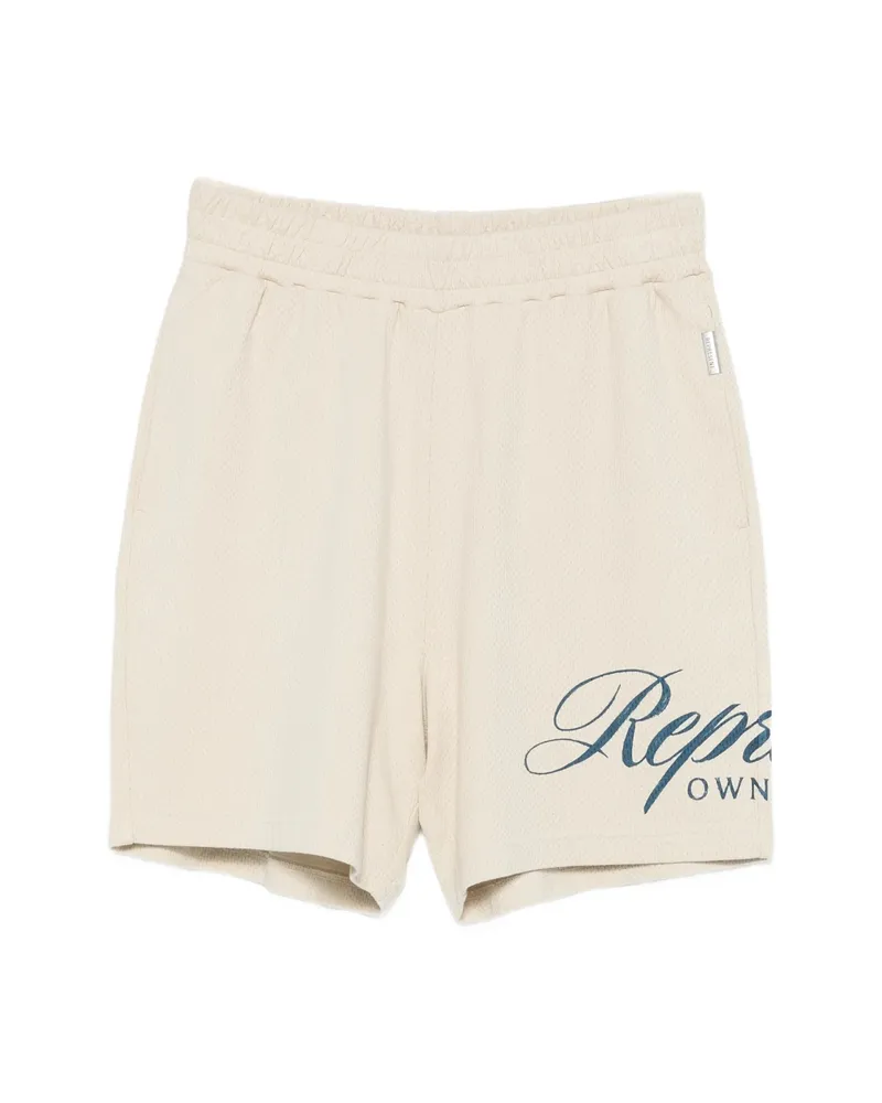 REPRESENT Owners' Club Logo-print Track Shorts Neutrals