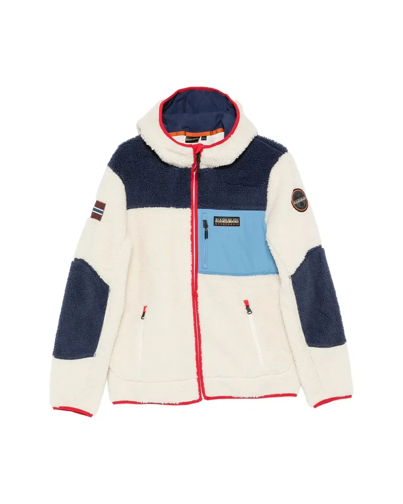 Napapijri Fleece-texture Colour-block Jacket Neutrals