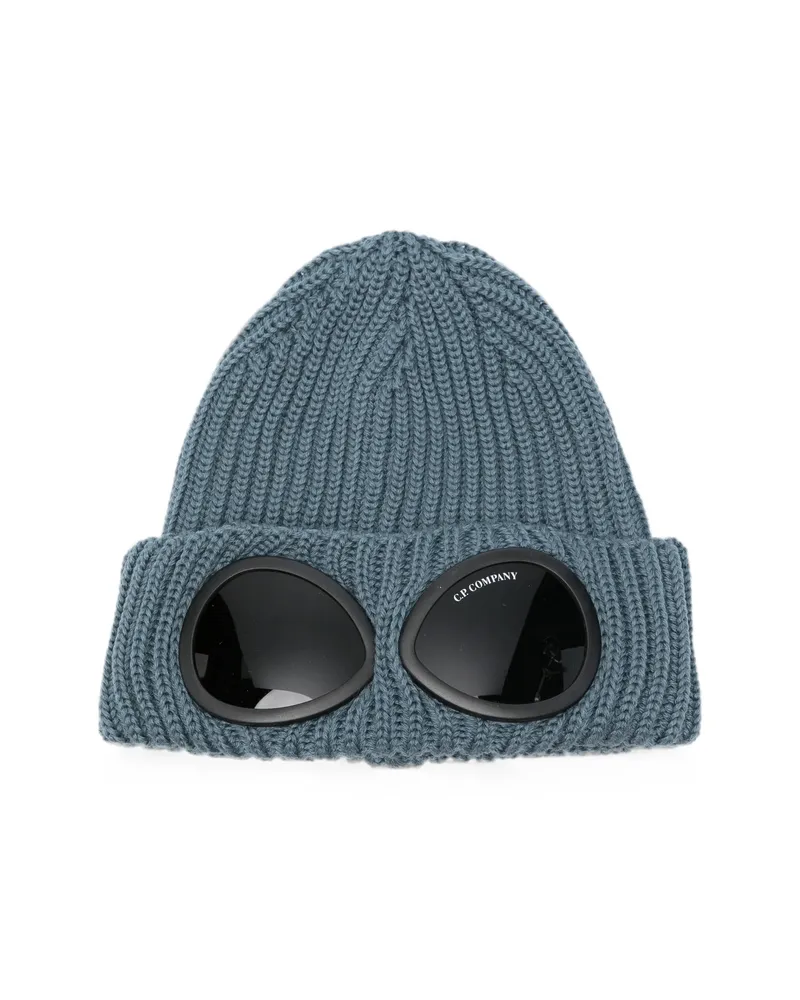 C.P. Company C. p. Company Goggle-detail Ribbed Beanie Hat Blue