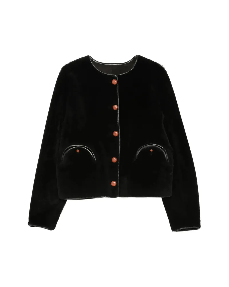 Blazé Milano Button-up Shearling Jacket Black