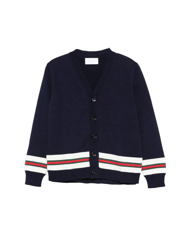 Gucci Striped V-neck Cardigan Blue