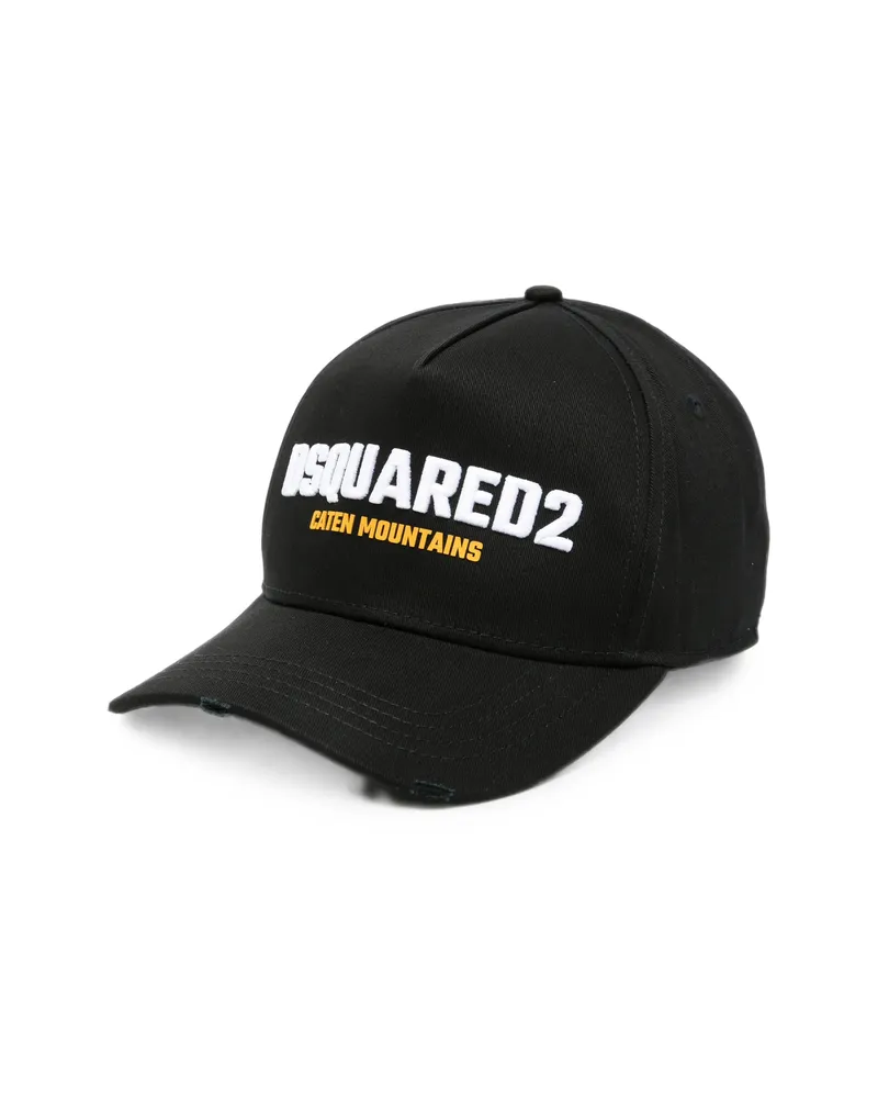 Dsquared2 Distressed Embroidered Baseball Cap Black