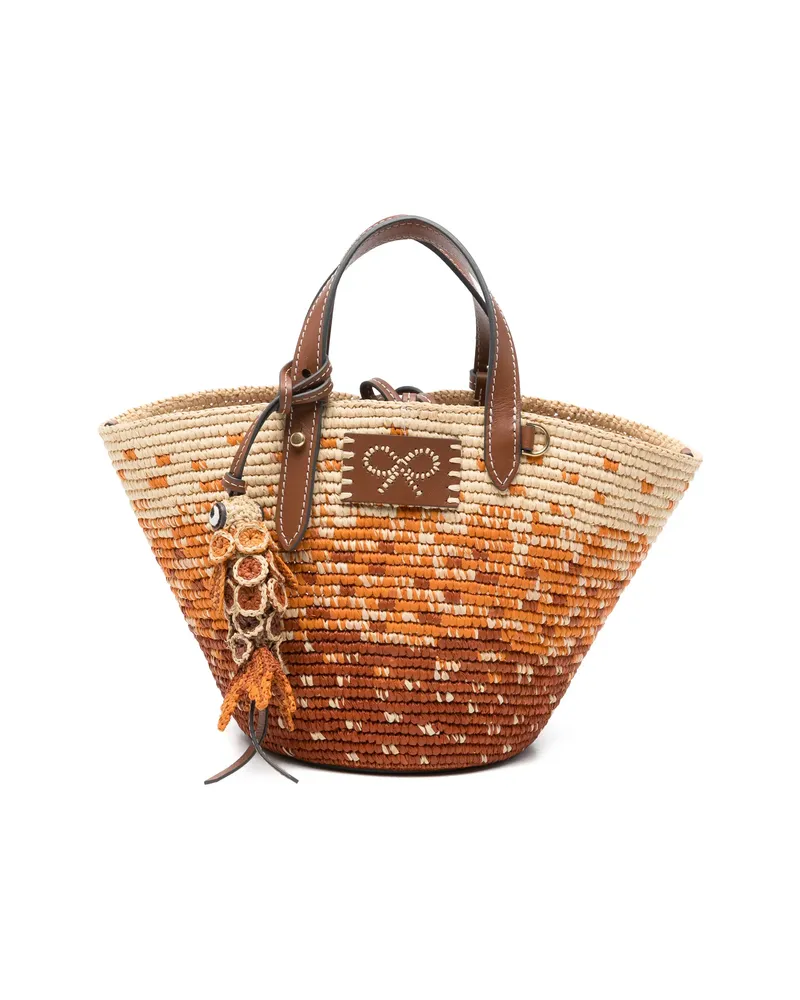 Anya Hindmarch Small Woven Fish-charm Tote Bag Neutrals