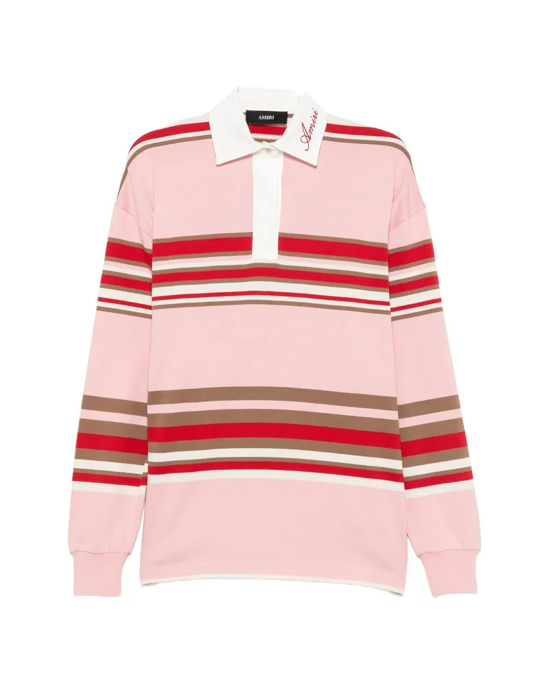 Amiri Striped Oversized Long-sleeve Polo Pink