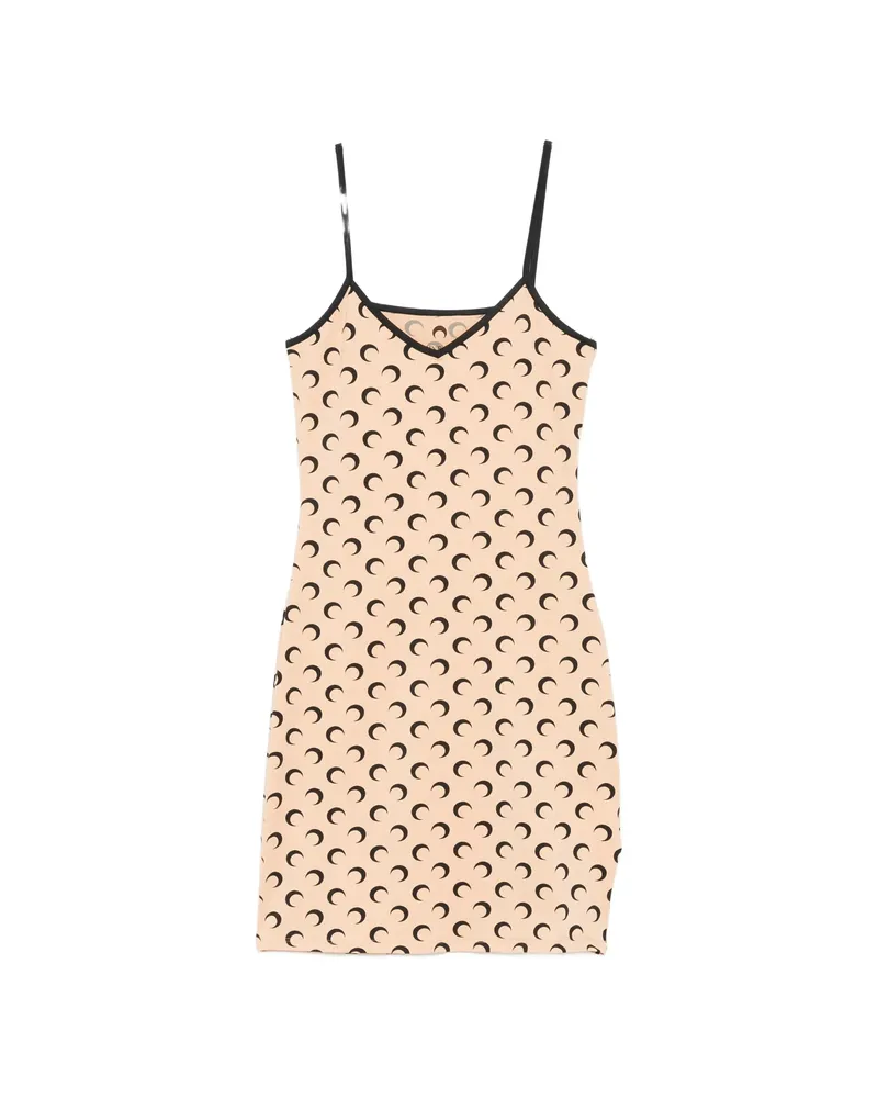 Marine Serre Moon-print Mini Dress Neutrals