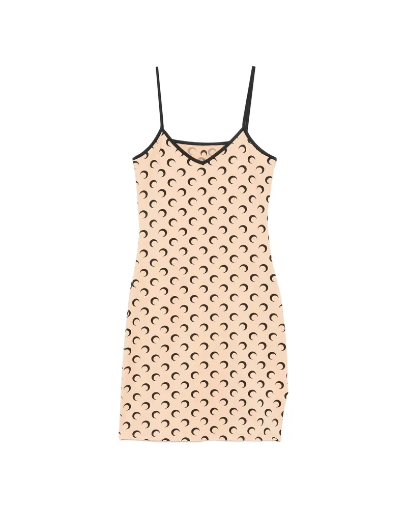 Marine Serre Moon-print Mini Dress Neutrals