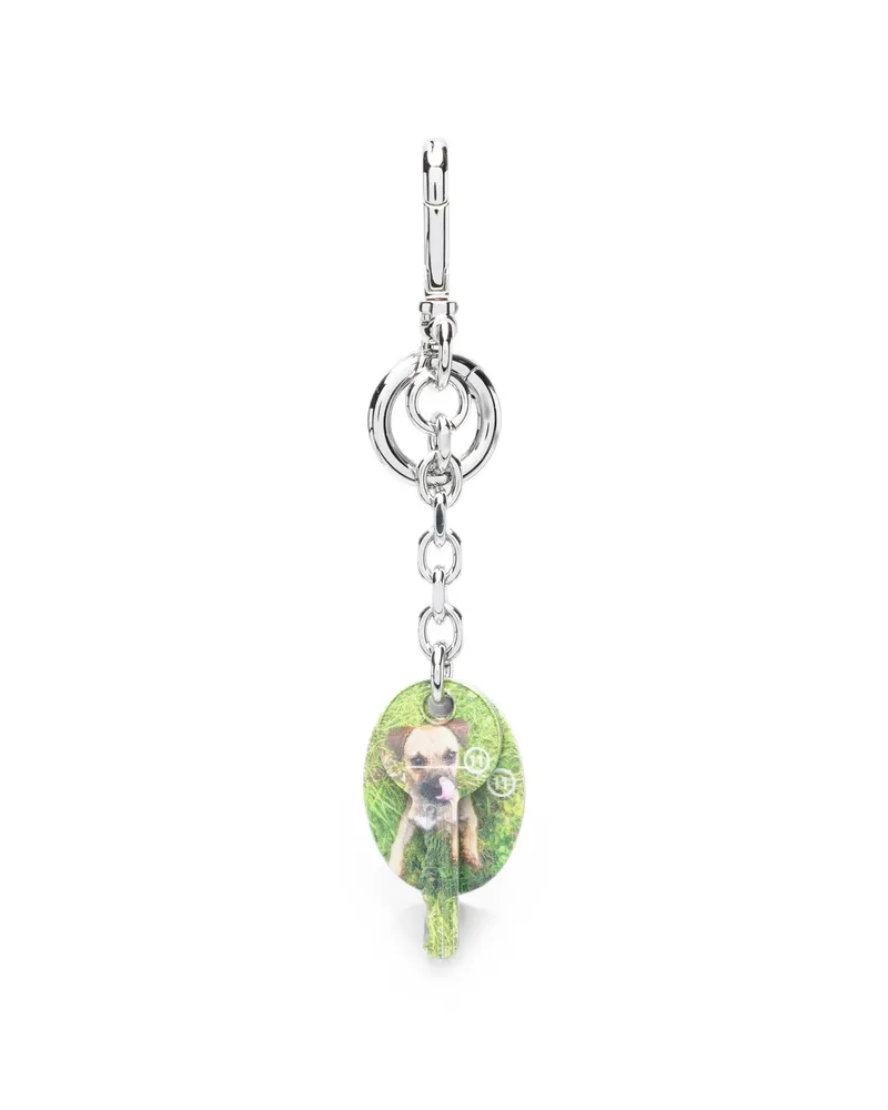 Maison Margiela Dog-print Keyring Silver
