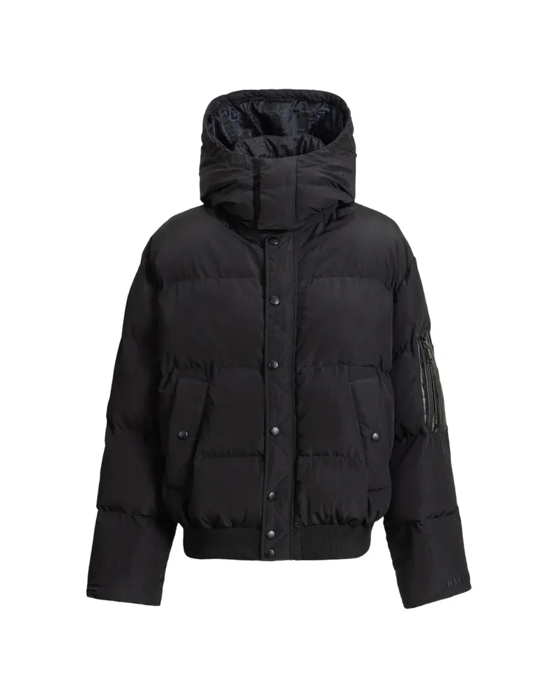 Balmain Padded Nylon And Leather Jacket Black