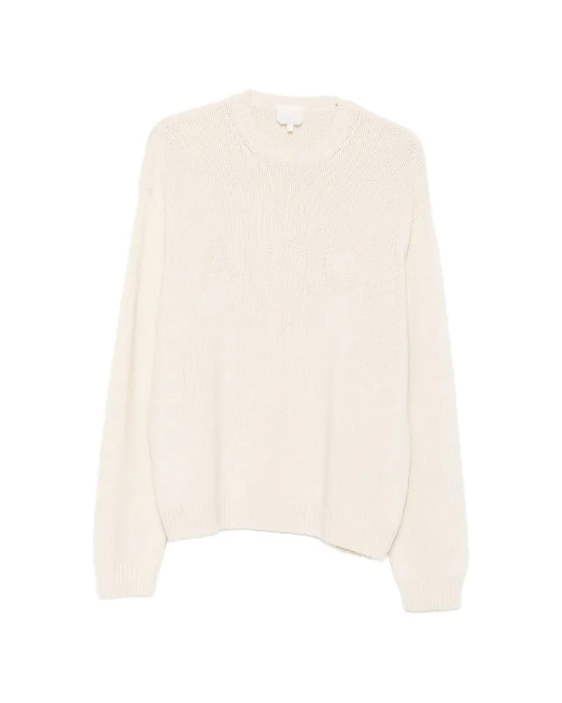 A.P.C. A. p.c. Logo-intarsia Ribbed-knit Sweater Neutrals