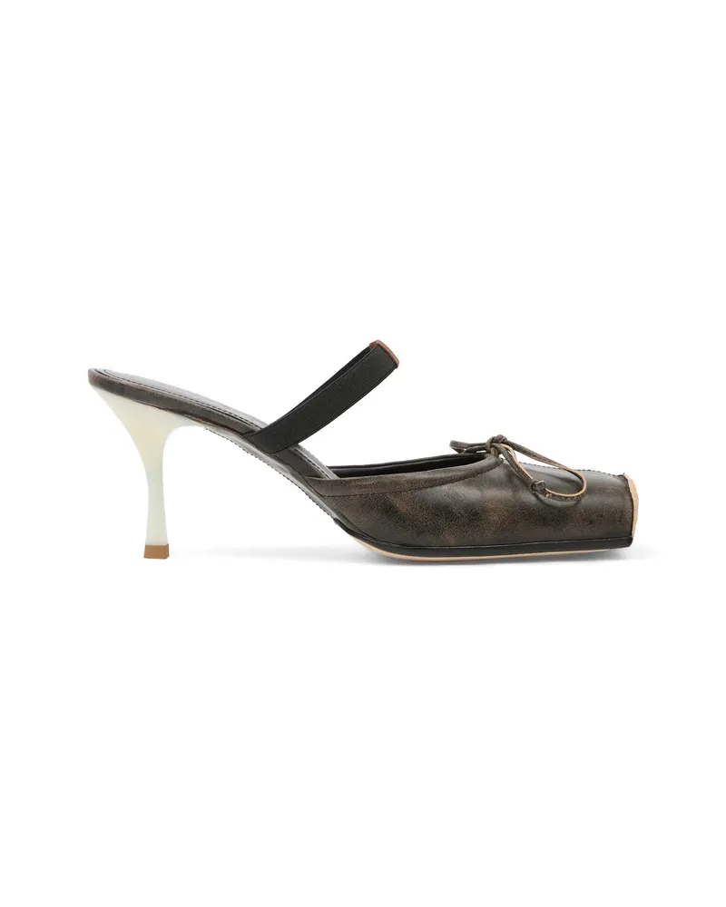 Maison Margiela Square Toe Bow Mules Brown