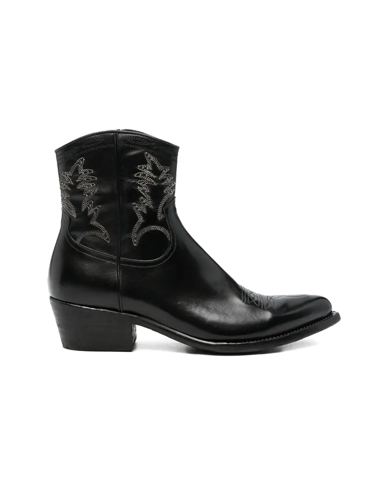 ERALDO Western-style Embroidered Boots Black