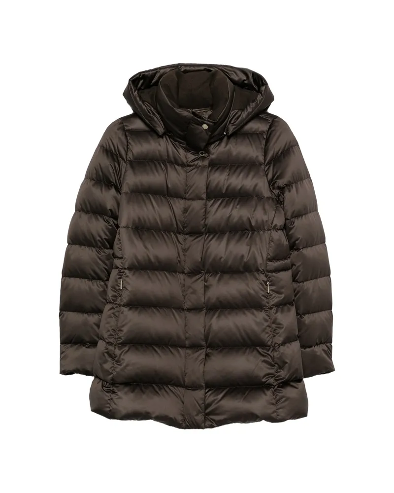 MOORER Delia Hooded Quilted Jacket Brown