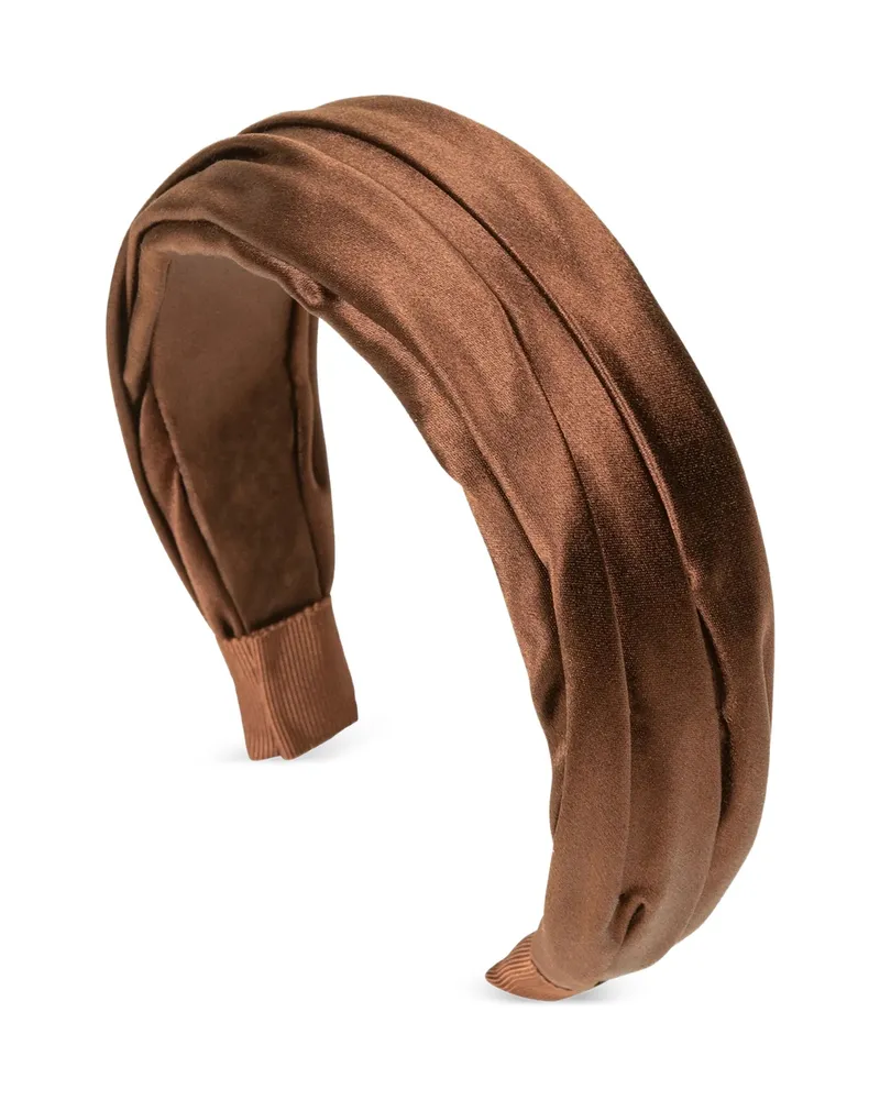 Jennifer Behr Sabrina Pleated Headband Brown