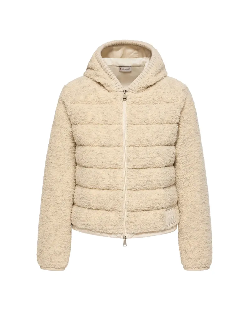 Moncler Teddy Padded Zip-up Hoodie Neutrals