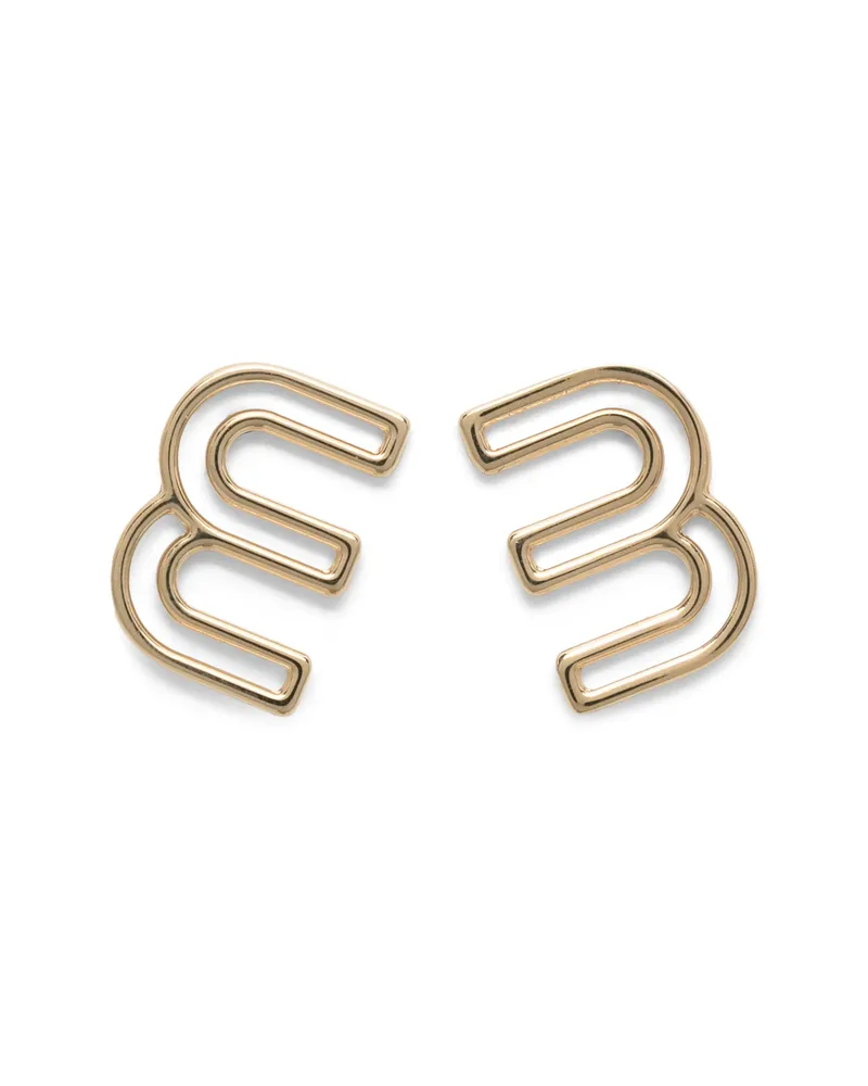 Miu Miu Logo-plaque Earrings Gold