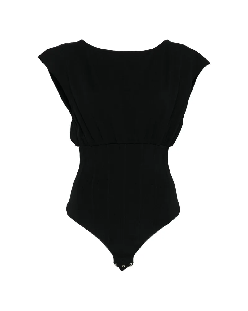Elisabetta Franchi Ribbed Bodysuit Black