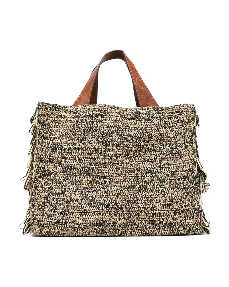 IBELIV Onja Fringed Tote Bag Neutrals