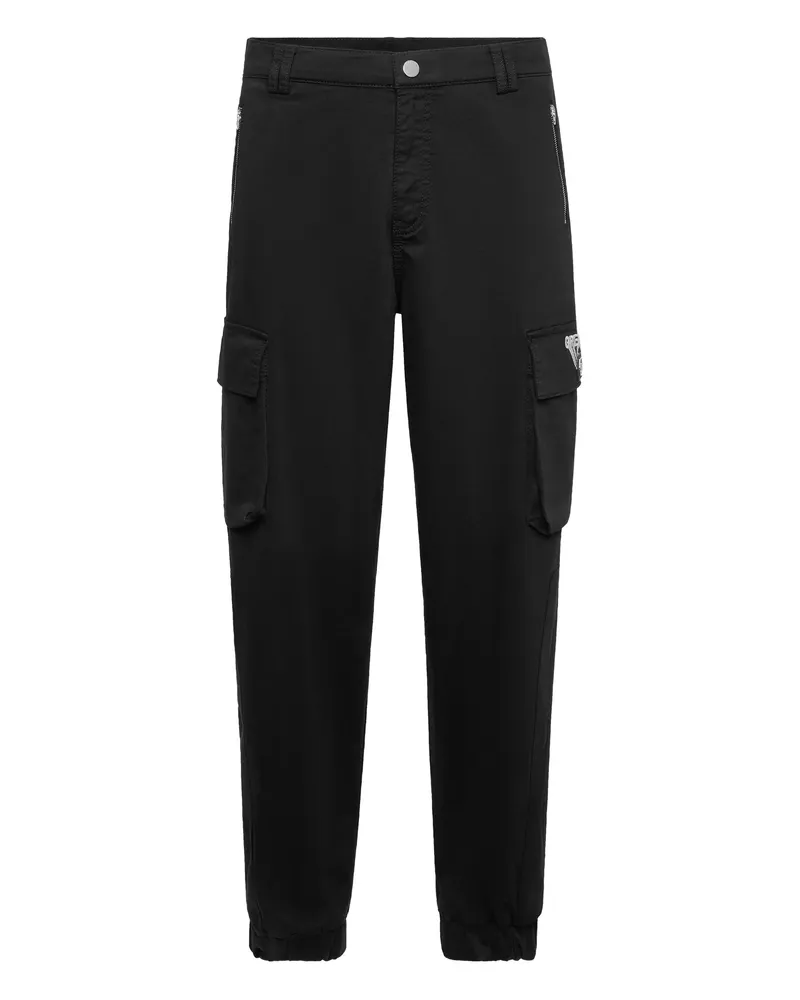 Philipp Plein Greatness Embroidered Cargo Trousers Black