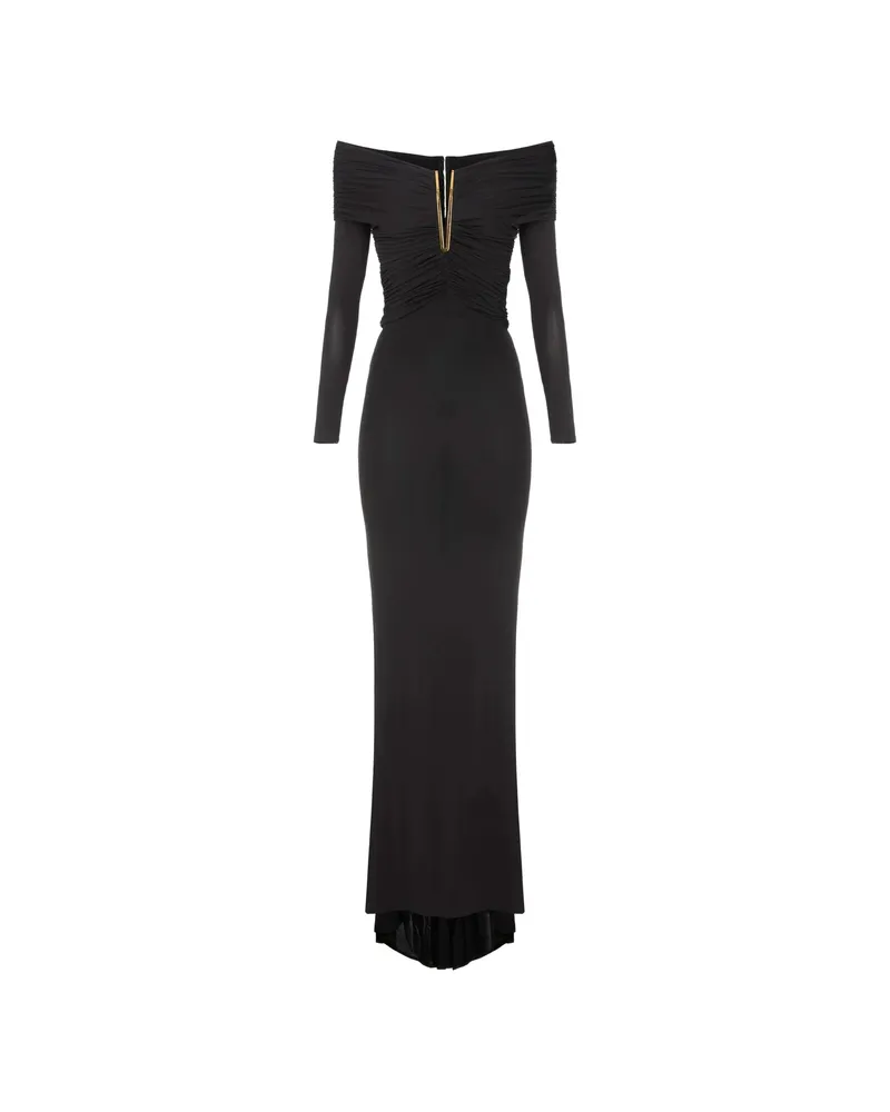 Elisabetta Franchi Red-carpet Dress In Lightweight Crêpe Jersey Black
