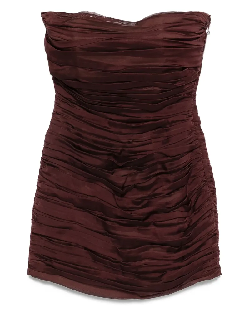 Raquel Diniz New Ambra Strapless Pleated Mini Dress Red