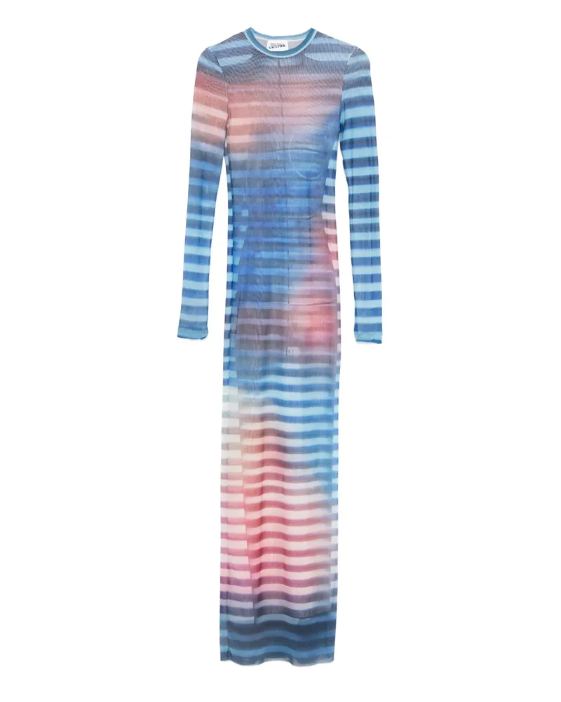 Jean Paul Gaultier Long-sleeve Mesh Dress Blue