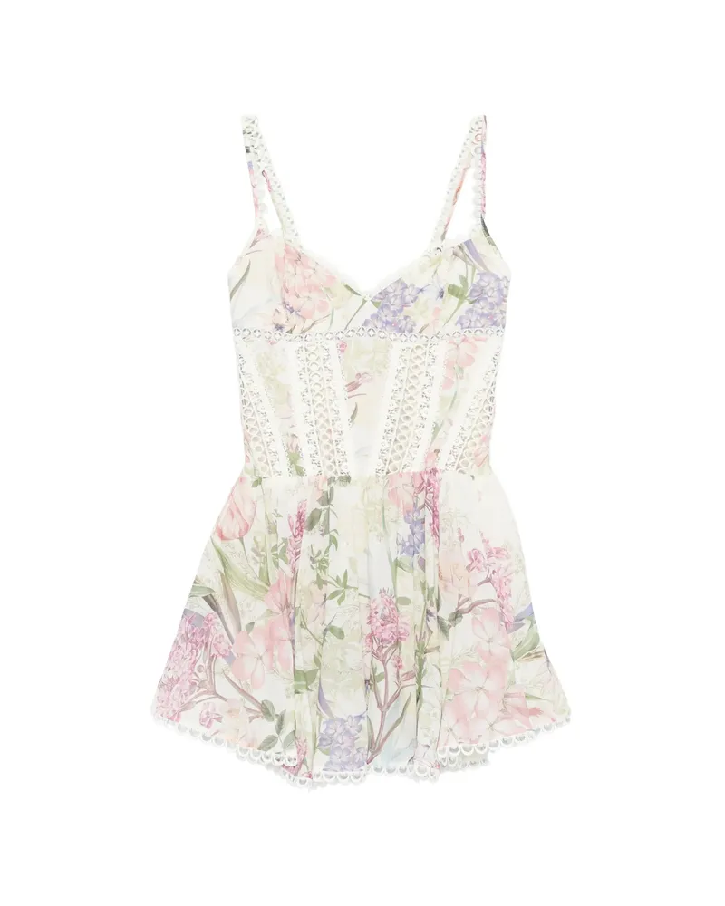 Charo Ruiz Gardenia Floral-print Mini Dress Neutrals