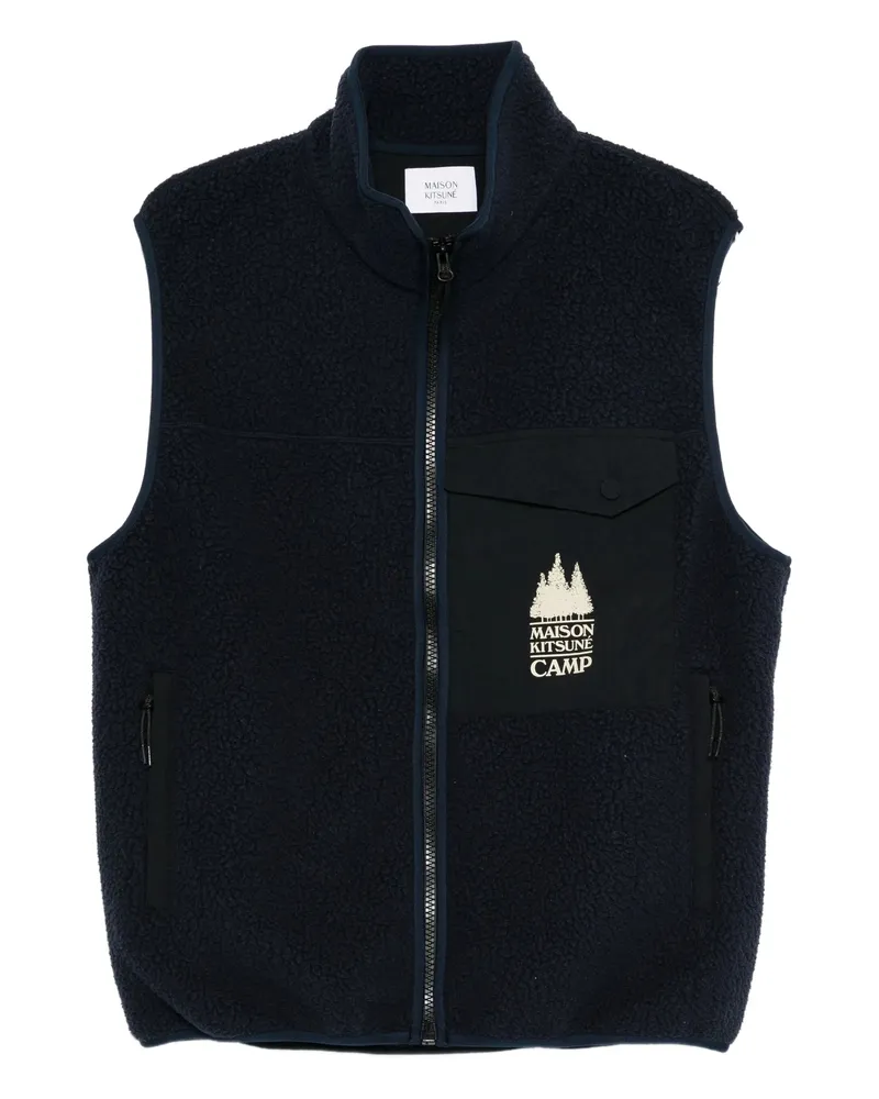 Kitsuné Zip-fastening Chest-pocket Gilet Blue