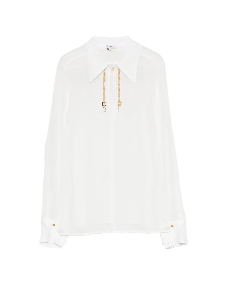 Elisabetta Franchi Logo-plaque Chain-detail Blouse White