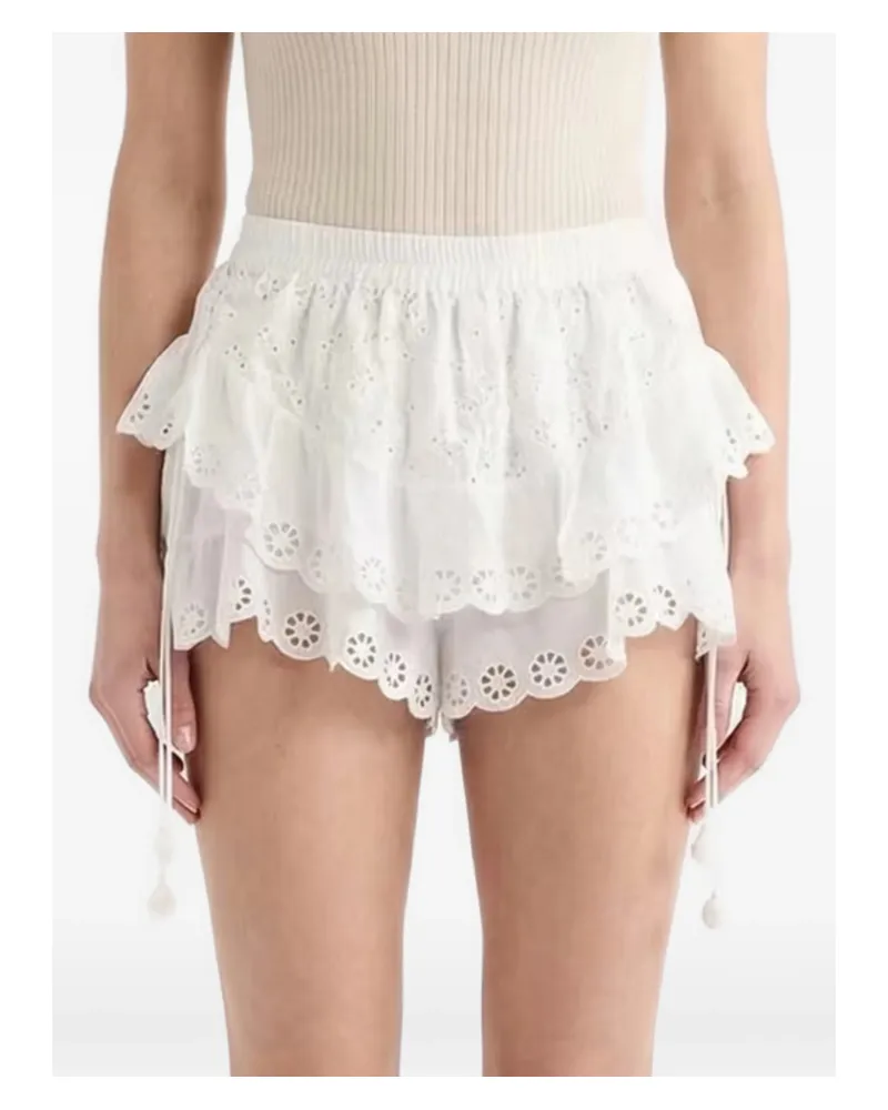 Isabel Marant Jocadia Eyelet Tiered Shorts White