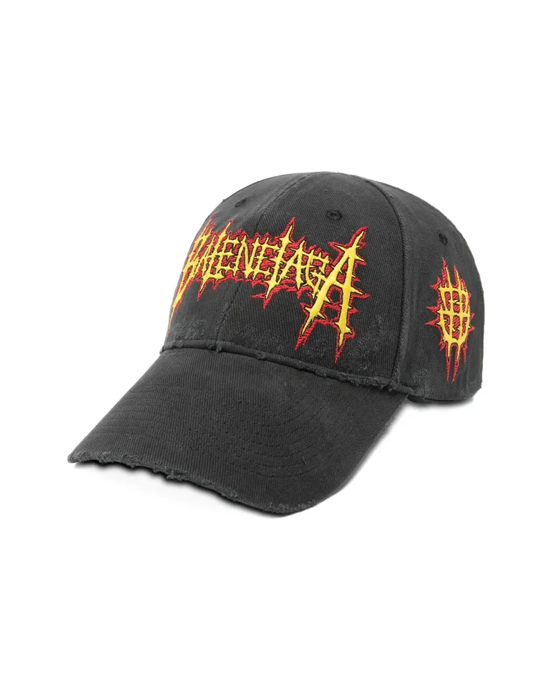 Balenciaga Embroidery Distressed Baseball Cap Black