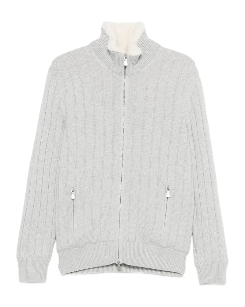 La Fileria Ribbed Zip Cardigan Grey