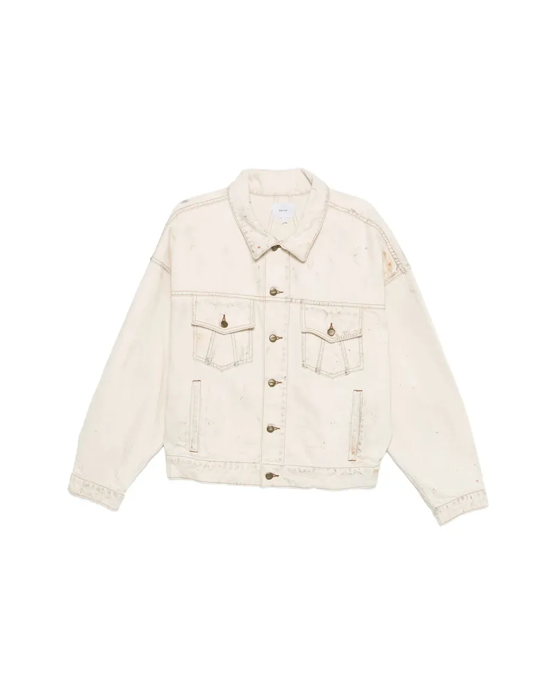 RHUDE Distressed Denim Jacket Neutrals
