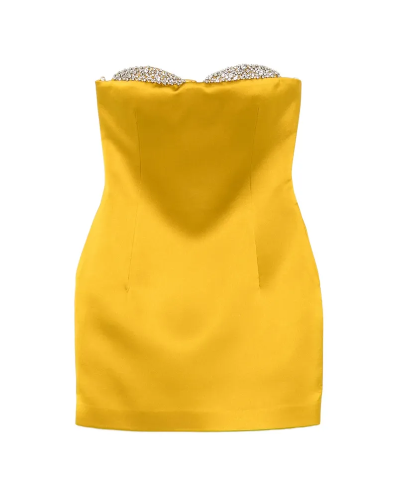 NEW ARRIVALS Noelie Crystal-embellished Strapless Dress Yellow