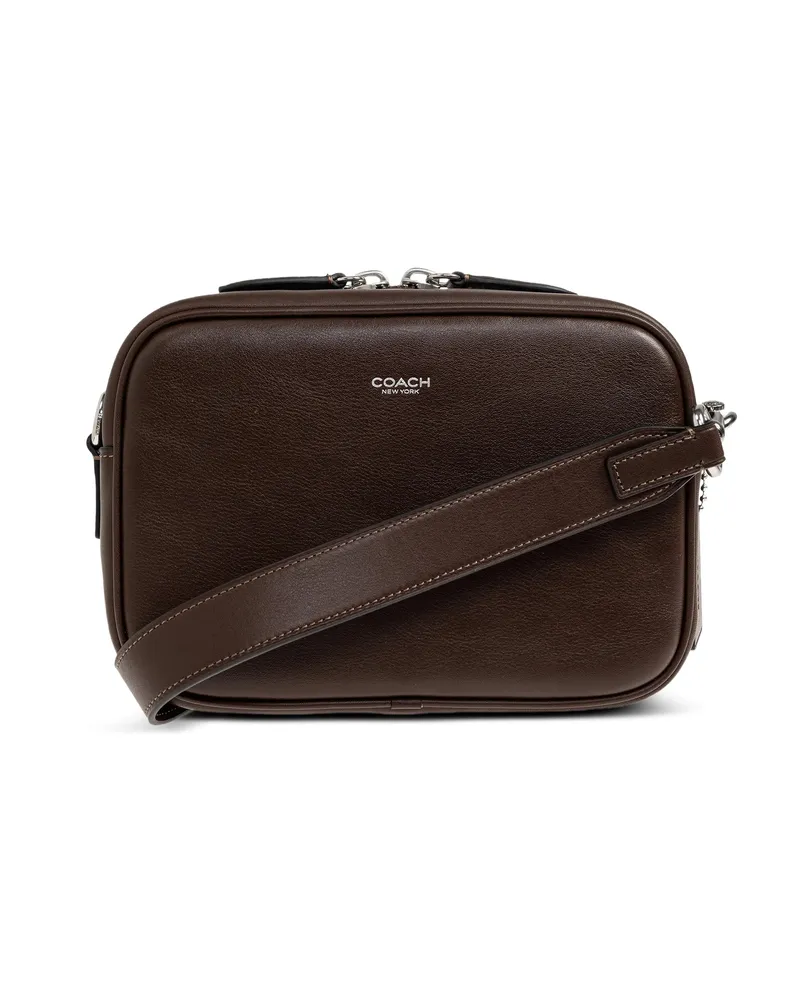 Coach Radio Camera Leather Shoulder Bag Brown