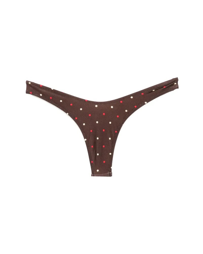 Frankies Bikinis Full Moon Polka-dot Bikini Bottoms Brown