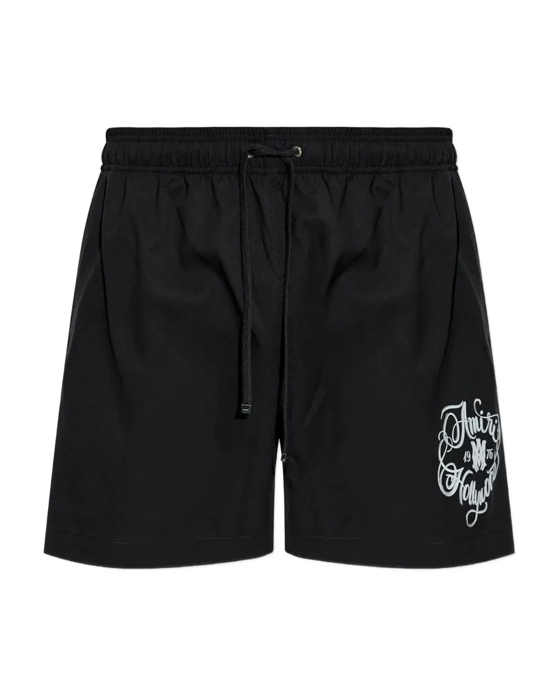 Amiri Printed Drawstring Swim Shorts Black