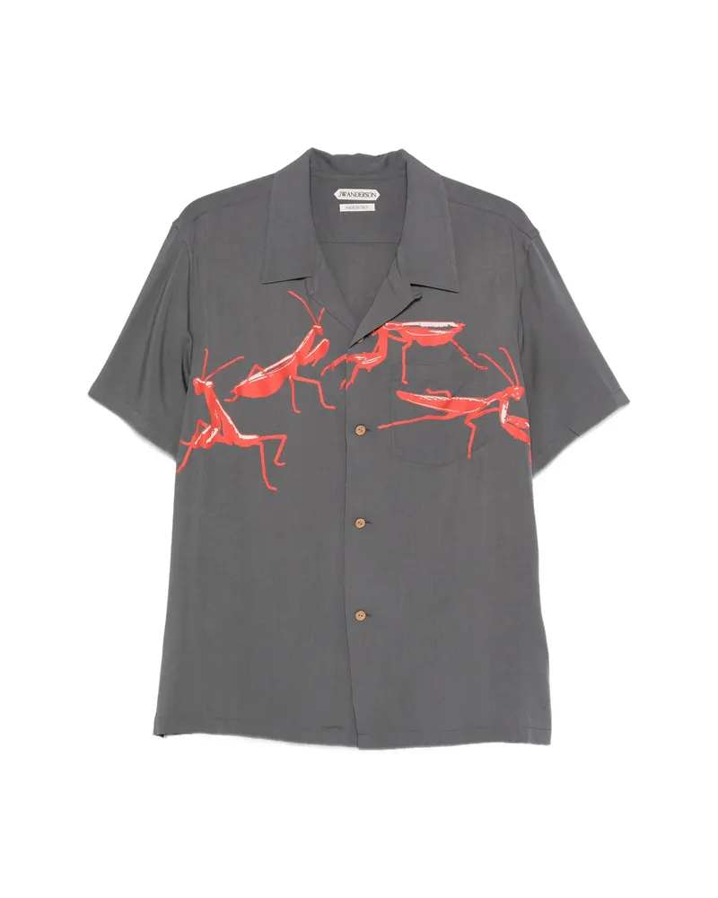 J.W.Anderson Graphic-print Chest-pocket Shirt Grey