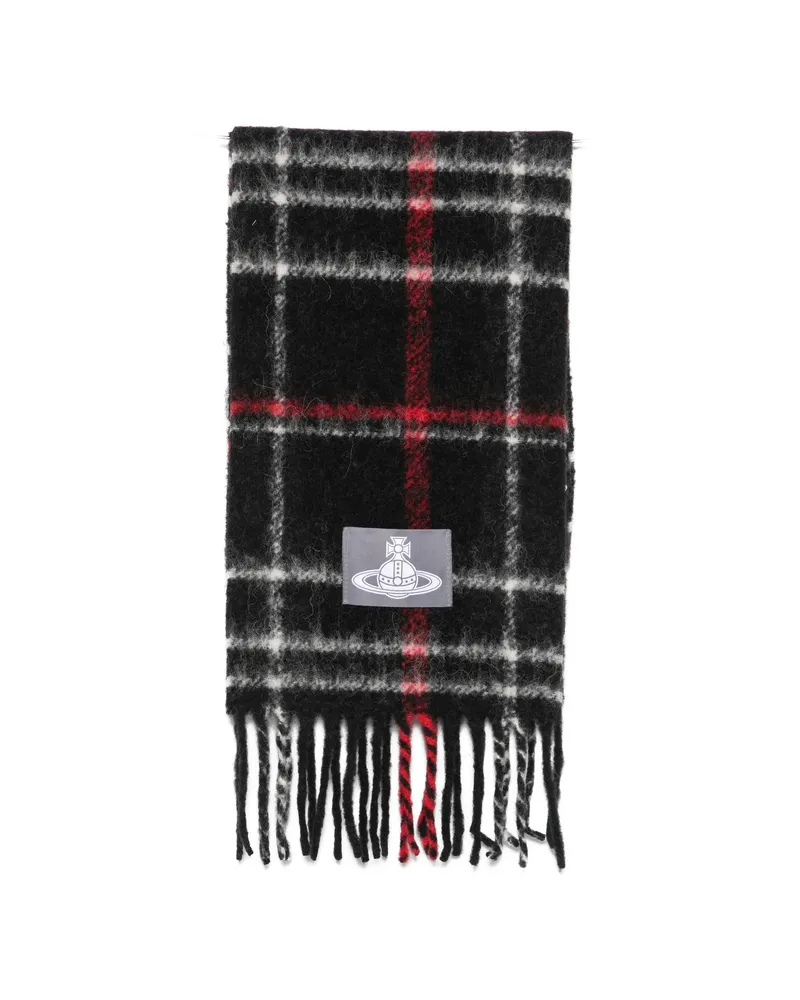 Vivienne Westwood Orb-patch Check-pattern Scarf Black