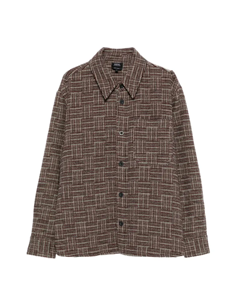 A.P.C. A. p.c. Checked Wool-blend Shirt Red