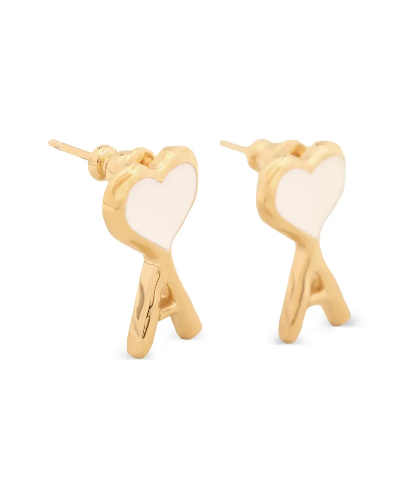 AMI Paris Brass Earrings With Hammered Ami De Coeur Gold