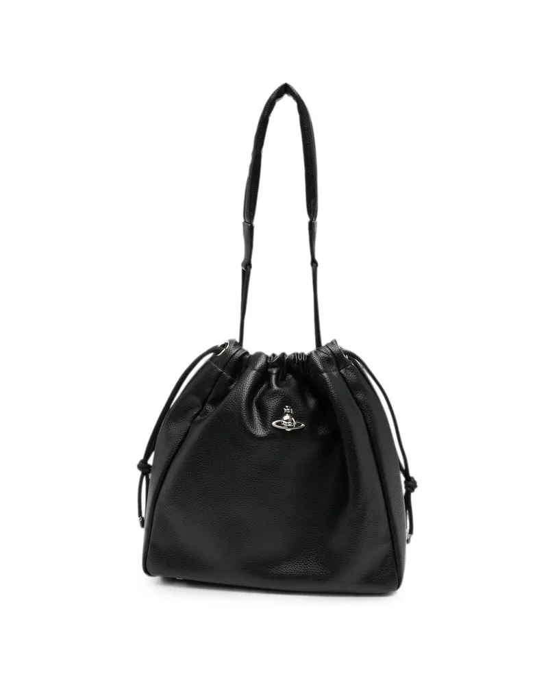 Vivienne Westwood Orb-plaque Drawstring Shoulder Bag Black