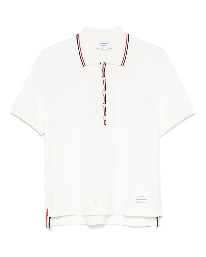 Thom Browne RWB Stripe-detail Polo Shirt Neutrals