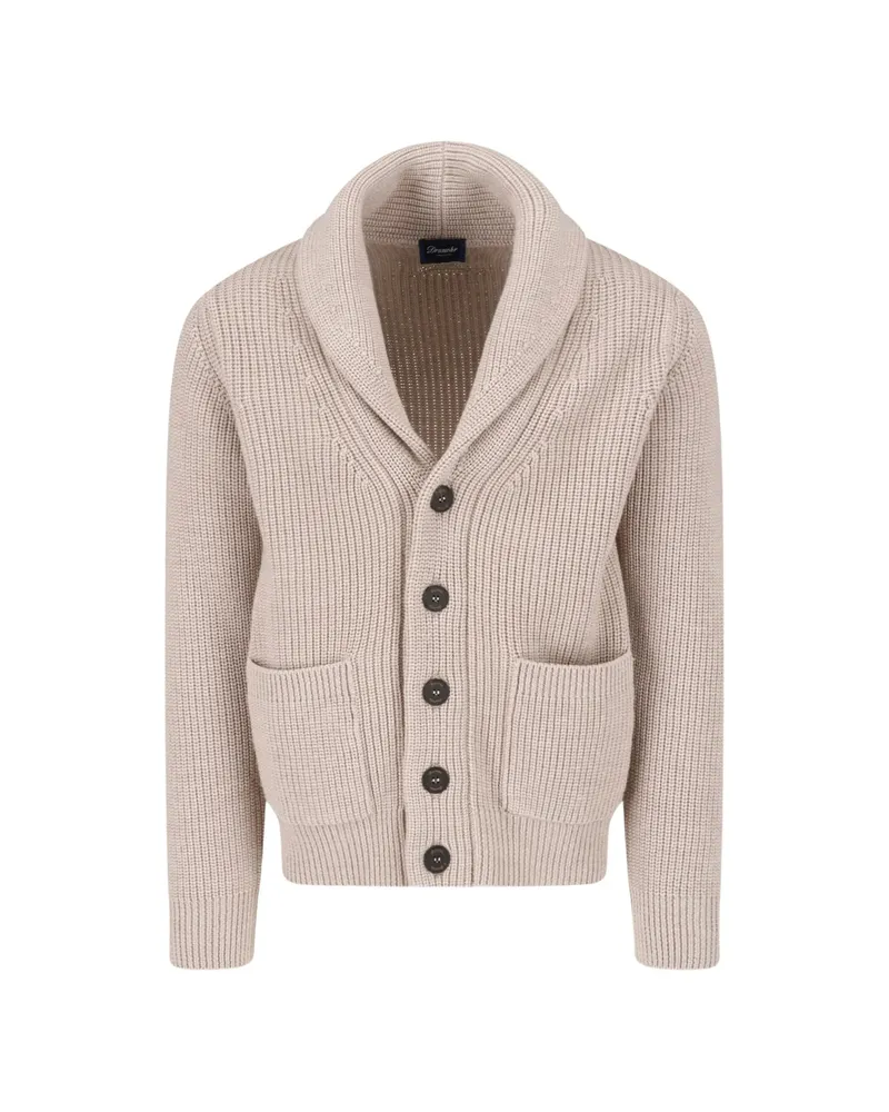 Drumohr  Shawl-collar Chunky-knit Cardigan Neutrals