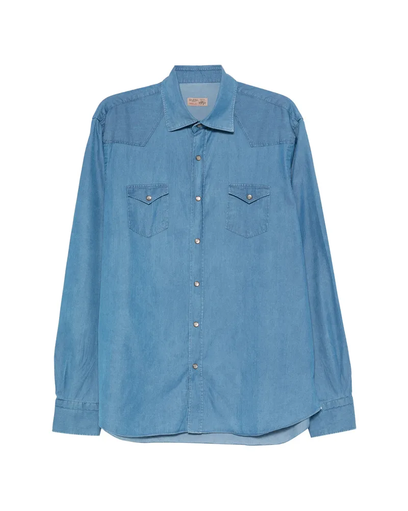 BARBA Chest-pocket Denim Shirt Blue