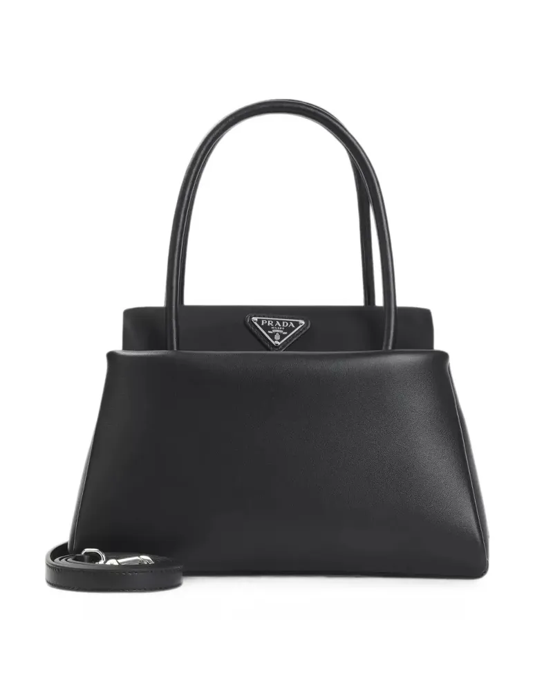 Prada Logo-plaque Leather Shoulder Bag Black