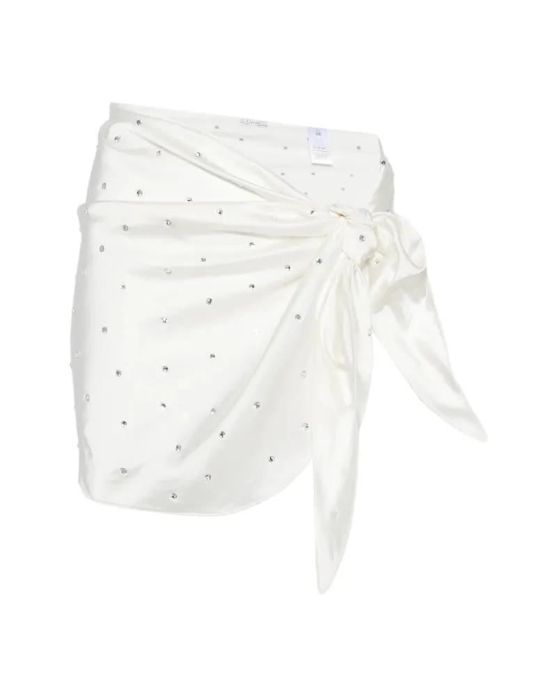 Oséree Crystal-embellished Wrap-design Pareo White