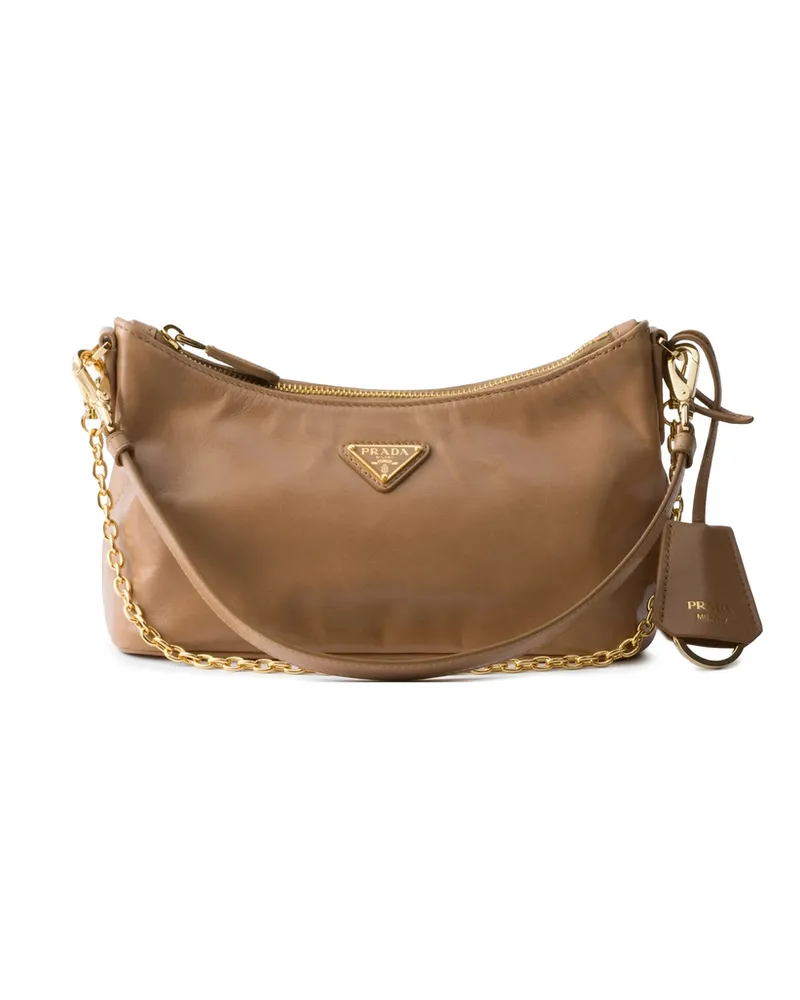 Prada Leather Shoulder Bag Neutrals