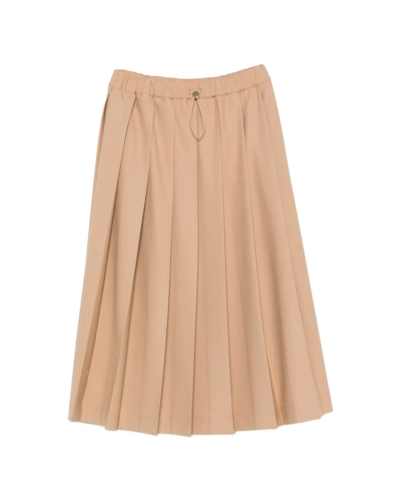 Fabiana Filippi Pleated Drawstring Midi Skirt Neutrals
