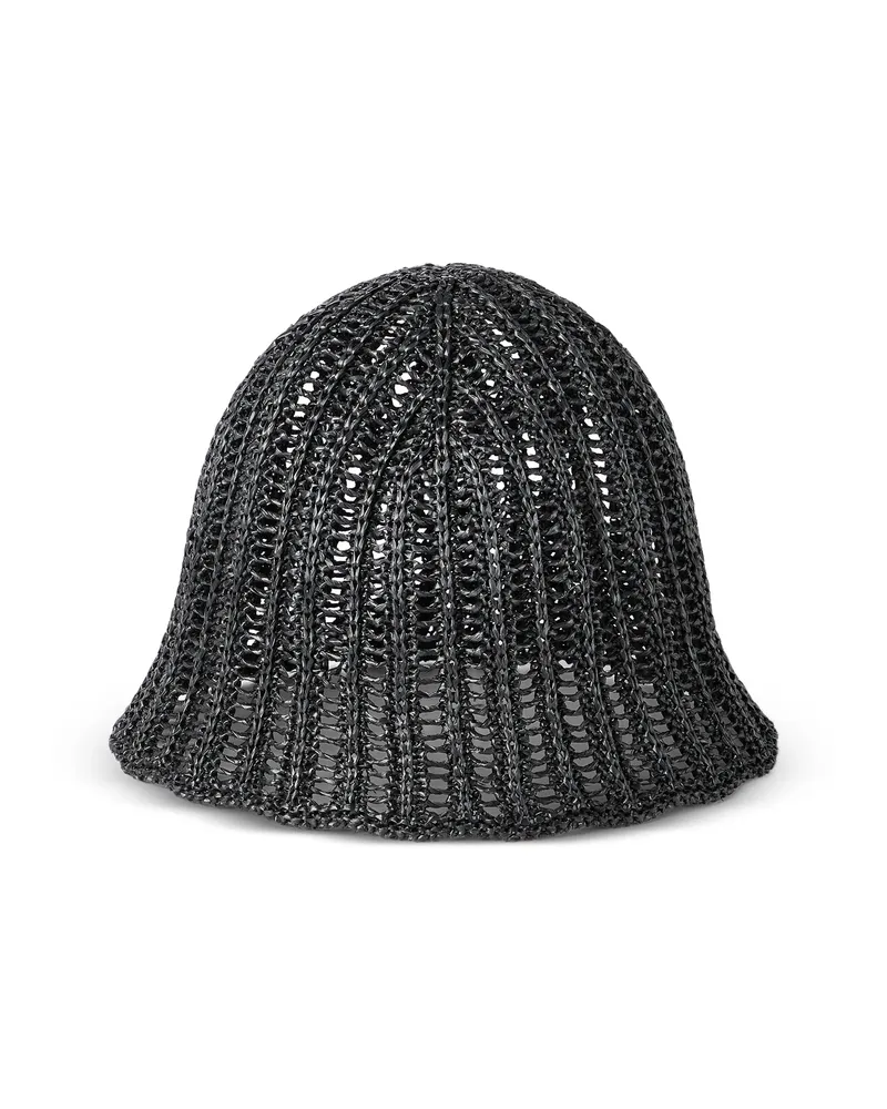 Brunello Cucinelli Techno Raffia Bucket Hat Black