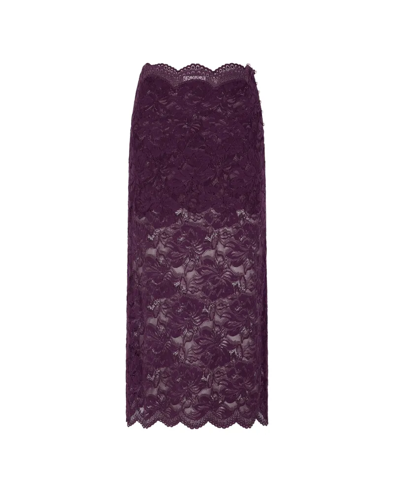 Paco Rabanne Layered Lace Midi Skirt Purple